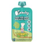 Peachy Corn Milk, Peas & Apple Puree