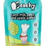 Peachy Cornmilk, Peas and Apple Puree