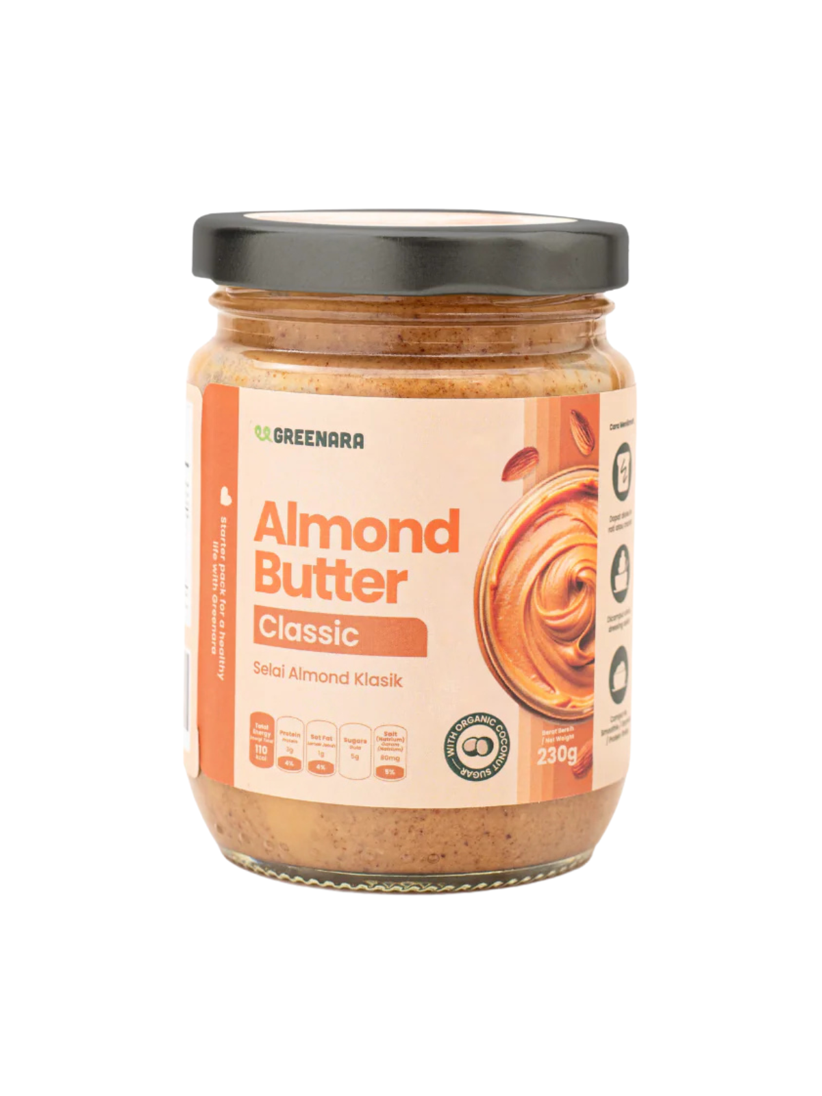 GREENARA Classic Almond Butter 1x12x230g GREENARA Classic Almond Butter 230g - Image 1