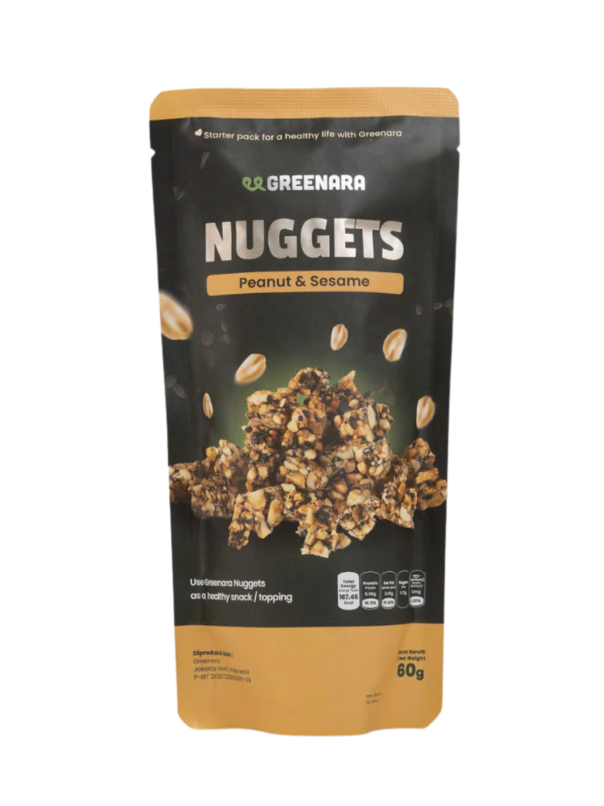 GREENARA Nugget Peanut & Sesame 1x12x60gr GREENARA Nugget Peanut & Sesame 60gr - Image 1