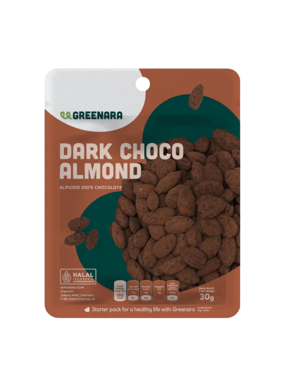 GREENARA One Serving Dark Choco Almond 1x12x30g GREENARA Serving Dark Choco Almond 30g - Image 1