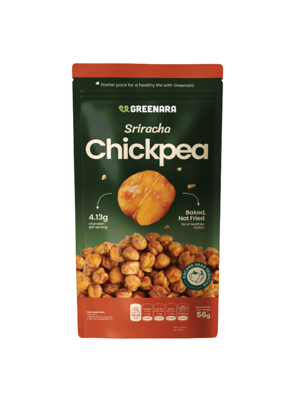 GREENARA Roasted Chickpea Sriracha 1x24x56g GREENARA Roasted Chickpea Sriracha 56g - Image 1