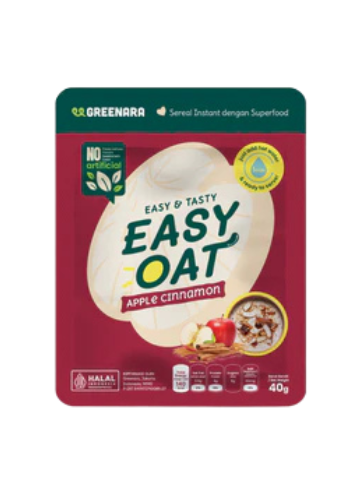 GREENARA Sereal Easy Oat Apple Cinnamon 1x12x40g GREENARA Sereal Oat Apple Cinnamon 40g - Image 1