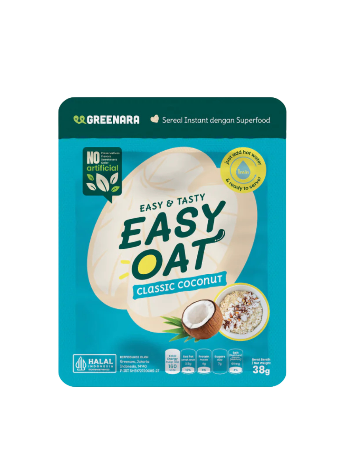 GREENARA Sereal Easy Oat Classic Coconut 1x12x38g GREENARA Sereal Oat Classic Coconut 38g - Image 1