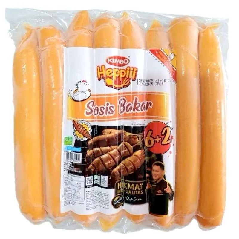 KIMBO Heppiii Mini Sosis Bakar Ayam 6+2 Pcs 1x16x576g KIMBO Heppiii Sosis Bakar Ayam 576g - Image 1