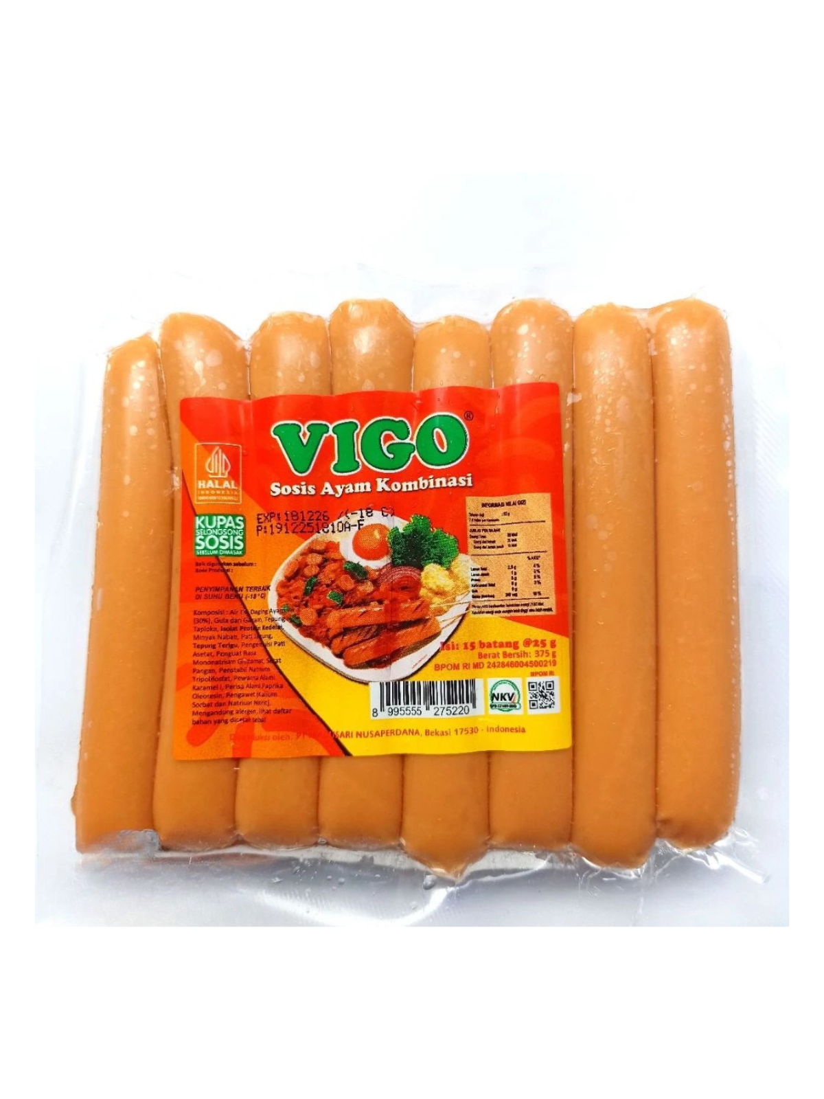 VIGO Sosis Ayam Kombinasi Ayam 15 Pcs 1x26x375g VIGO Sosis Ayam Kombinasi Ayam 375g - Image 1