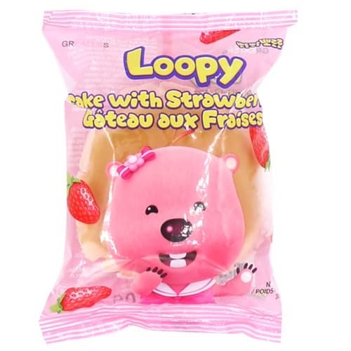 Pororo_Cheese_Cake,_Loopy_Strawberry_Cake_2 PORORO Cheese Cake Strawberry Flavor 35g - Image 1